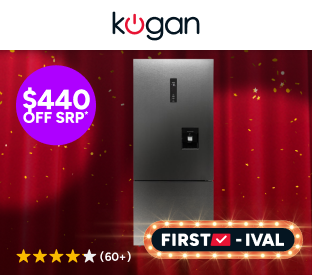 Kogan 412L Bottom Mount Fridge with Water Dispenser (Dark Stainless Steel) Product Image