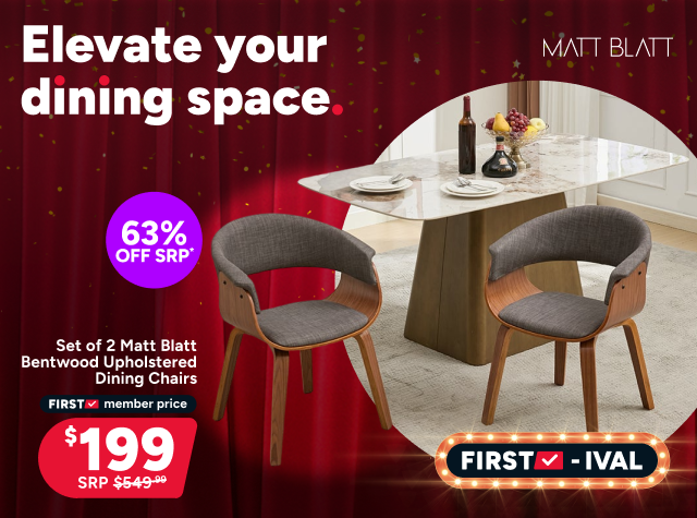 Set of 2 Matt Blatt Bentwood Upholstered Dining Chairs