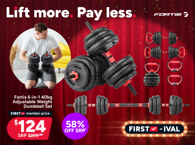 Fortis 6-in-1 40kg Adjustable Weight Dumbbell Set