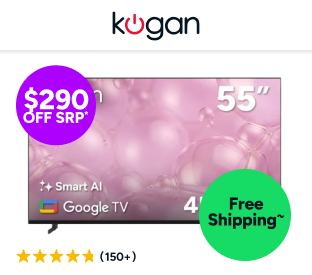 Kogan 55" LED 4K Smart AI Google TV  Product Image