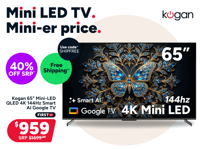 Kogan 65" Mini-LED QLED 4K 144Hz Smart AI Google TV