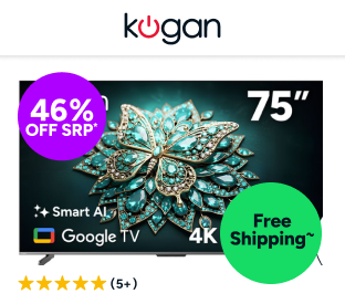 Kogan 75" Mini-LED QLED Pro 4K 144Hz Smart AI Google TV Product Image
