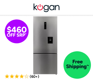 Kogan 412L Bottom Mount Fridge with Water Dispenser (Stainless Steel) Product Image