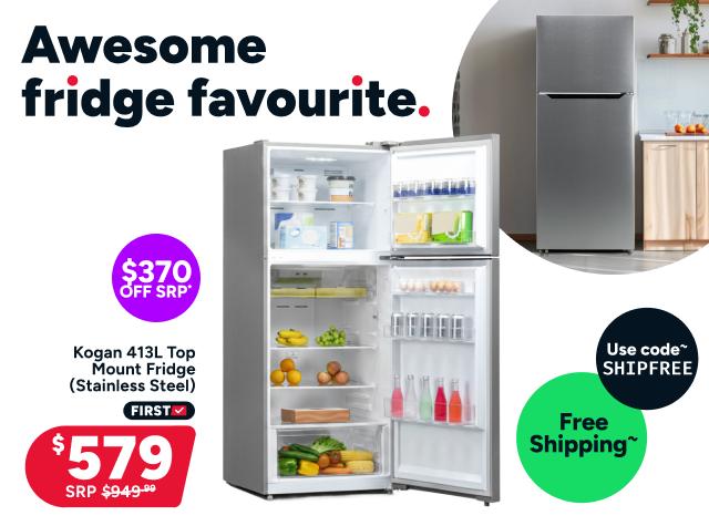 Kogan 413L Top Mount Fridge (Stainless Steel)