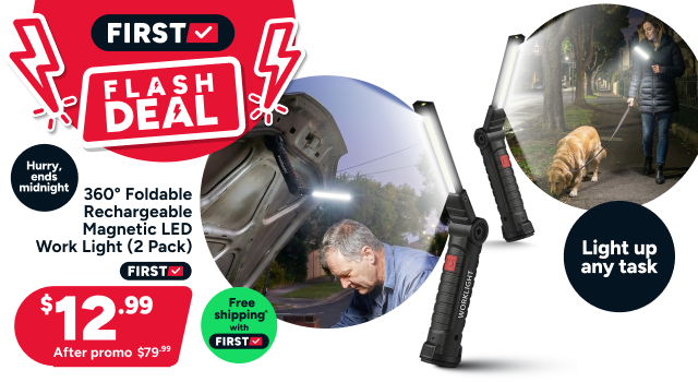 360° Foldable Rechargeable Magnetic LED Work Light (2 Pack)