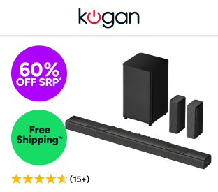 Kogan 9.1.4 Channel Dolby Atmos Soundbar with Wireless Subwoofer & Rear Speakers Product Image