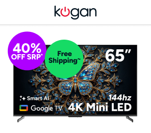 Kogan 65" Mini-LED QLED 4K 144Hz Smart AI Google TV Product Image