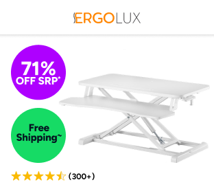 Ergolux Pro Height Adjustable Sit Stand Desk Riser 80cm (White)Product Image