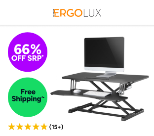 Ergolux EZ Pro Electric Height Adjustable Sit Stand Desk Riser 95cm (Black) Product Image