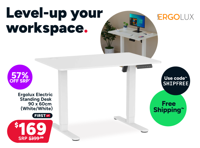 Ergolux Electric Standing Desk 90 x 60cm (White/White) - $169*