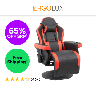 Ergolux Hotshot Recliner Gaming Office Chair (Black/Red) Product Image