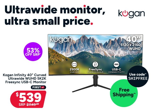 Kogan Infinity 40" Curved Ultrawide WUHD 5K2K Freesync USB-C Monitor (5120 x 2160)