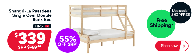 Shangri-La Pasadena Single Over Double Bunk Bed