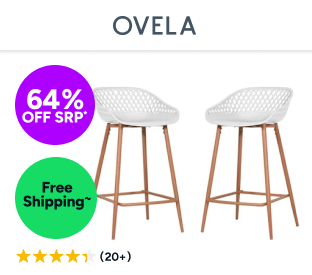 Set of 2 Ovela Leerdam Counter Stools (White) Product Image