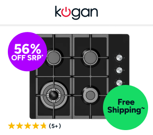 Kogan Gas Cooktop (Black Glass, 60cm) Product Image