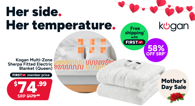 Kogan Multi-Zone Sherpa Fitted Electric Blanket (Queen)