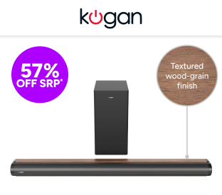 Kogan 3.1 Channel 230W Dolby Soundbar with Wireless Subwoofer (Wood-Grain Finish) Product Image