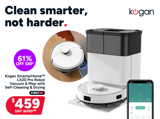 Kogan SmarterHome™ LX20 Pro Robot Vacuum and Mop with Self-Cleaning and Drying