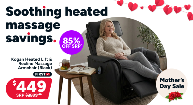Kogan Heated Lift & Recline Massage Armchair (Black)