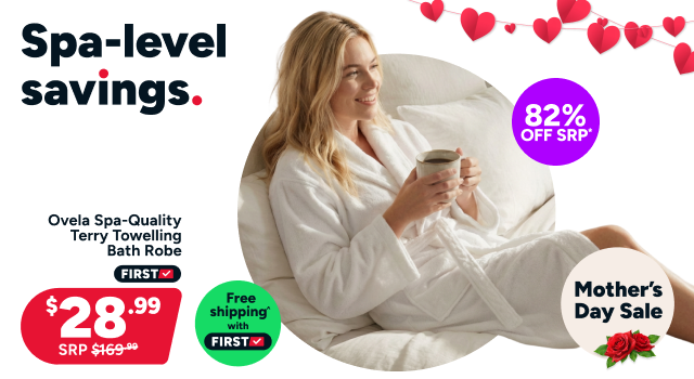 Ovela Spa-Quality Terry Towelling Bath Robe