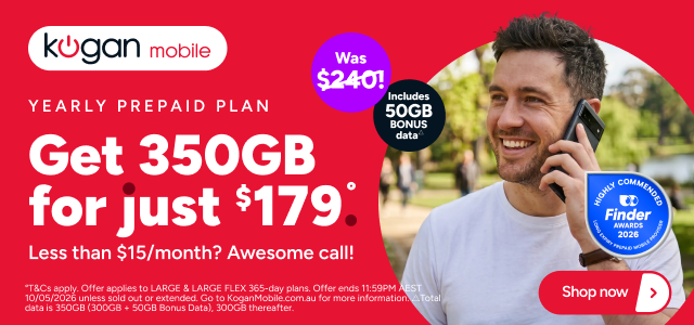 Kogan Mobile - $179 for 350GB  °