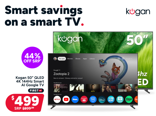 Kogan 50" QLED 4K 144Hz Smart AI Google TV