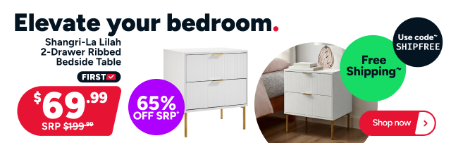 Shangri-La Lilah 2-Drawer Ribbed Bedside Table