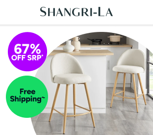 Set of 2 Shangri-La Charley Curved Back Bar Stools (Off White/Wood) Product Image