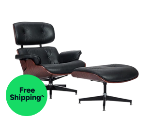 Matt Blatt Eames Premium Replica Leather Lounge Chair and Ottoman (Black Leather/Rosewood) Product Image