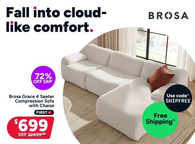 Brosa Grace 4 Seater Compression Sofa with Chaise