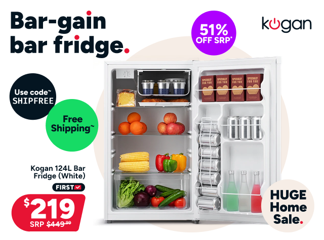 Kogan 124L Bar Fridge (White)