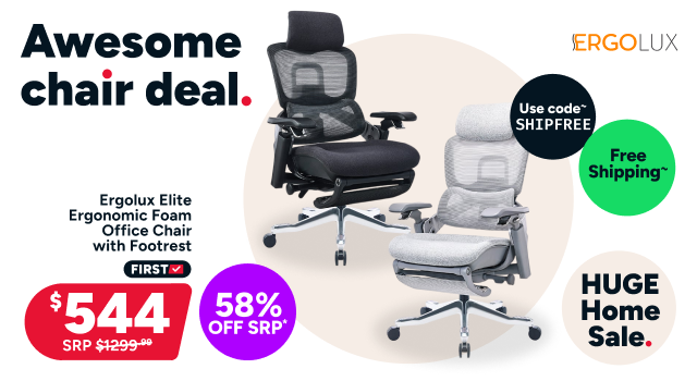 Ergolux Elite Ergonomic Foam Office Chair with Footrest