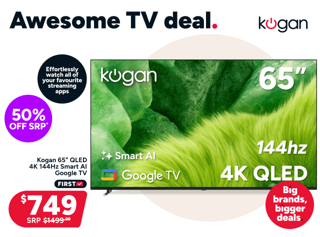Kogan 65" QLED 4K 144Hz Smart AI Google TV