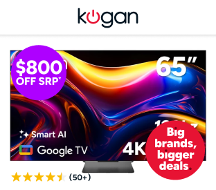 Kogan 65" OLED 4K 120Hz Smart AI Google TV  Product Image