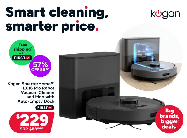 Kogan SmarterHome™ LX16 Pro Robot Vacuum Cleaner and Mop with Auto-Empty Dock