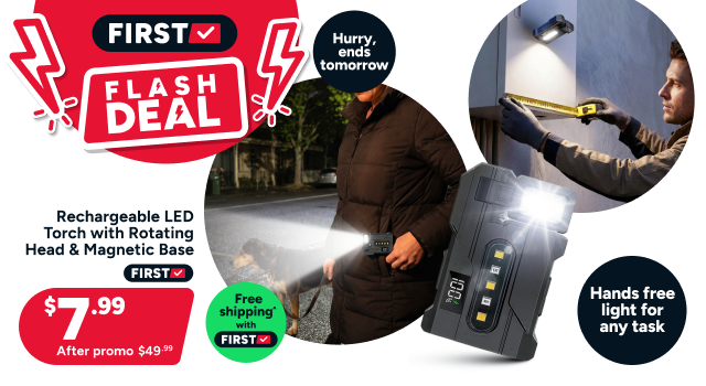 Rechargeable LED Torch with Rotating Head & Magnetic Base