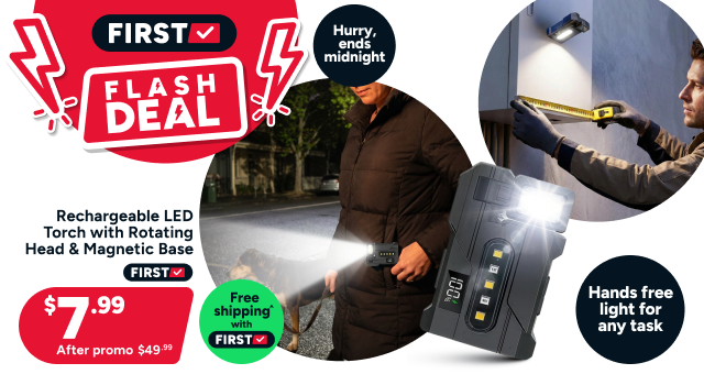 Rechargeable LED Torch with Rotating Head & Magnetic Base