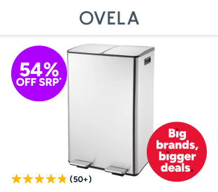 Ovela 60L Dual Compartment Pedal Rubbish Bin (Stainless Steel) Product Image