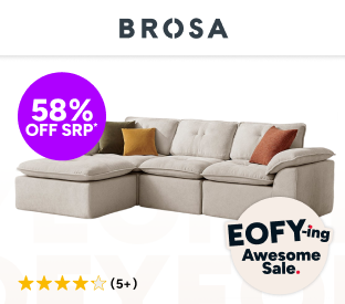 Brosa Castello 4 Seater Compressed Sofa with Ottoman (Beige) Product Image
