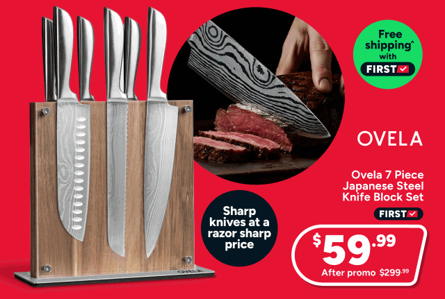 Ovela 7 Piece Japanese Steel Knife Block Set