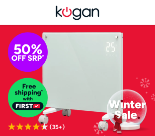 Kogan SmarterHome™ 1500W Premium Glass Panel Heater (White) Product Image
