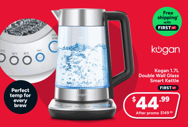 Kogan 1.7L Double Wall Glass Smart Kettle