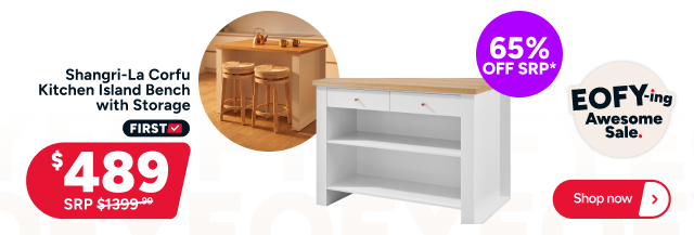 Shangri-La Corfu Kitchen Island Bench with Storage
