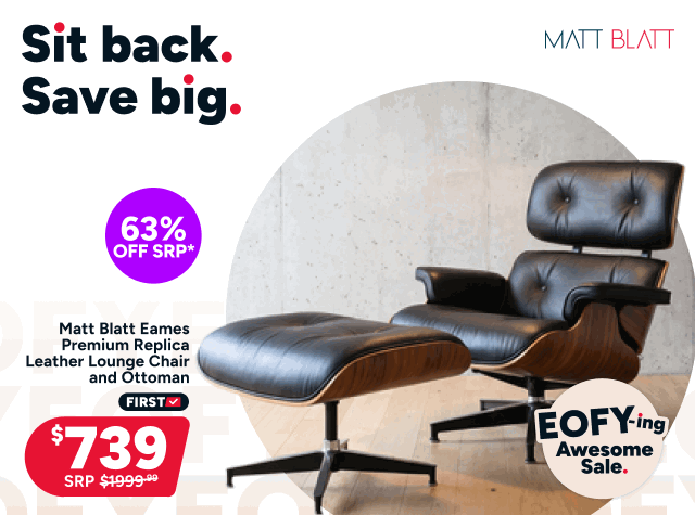 Matt Blatt Eames Premium Replica Leather Lounge Chair and Ottoman