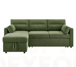 Shangri-La Carter 4 Seater Queen Sofa Bed with Reversible Chaise (Green) Product Image