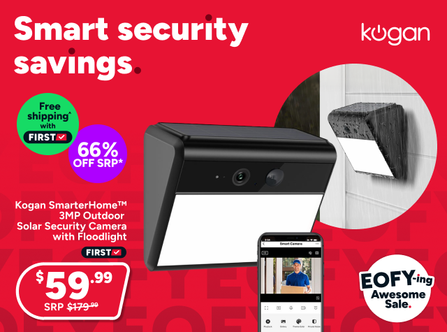 Kogan SmarterHome™ 3MP Outdoor Solar Security Camera with Floodlight