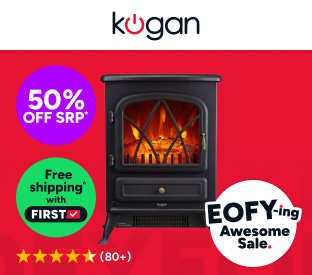 Kogan SmarterHome™ 1800W Portable Electric Fireplace Heater Product Image