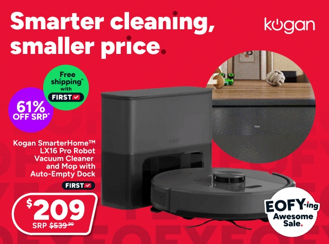 Kogan SmarterHome™ LX16 Pro Robot Vacuum Cleaner and Mop with Auto-Empty Dock