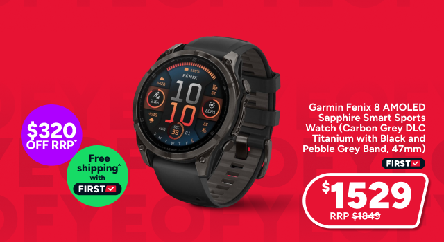 Garmin Fenix 8 AMOLED Sapphire Smart Sports Watch (Carbon Grey DLC Titanium with Black and Pebble Grey Band, 47mm) 
