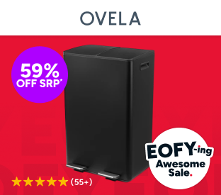 Ovela 60L Dual Compartment Pedal Rubbish Bin (Black) Product Image